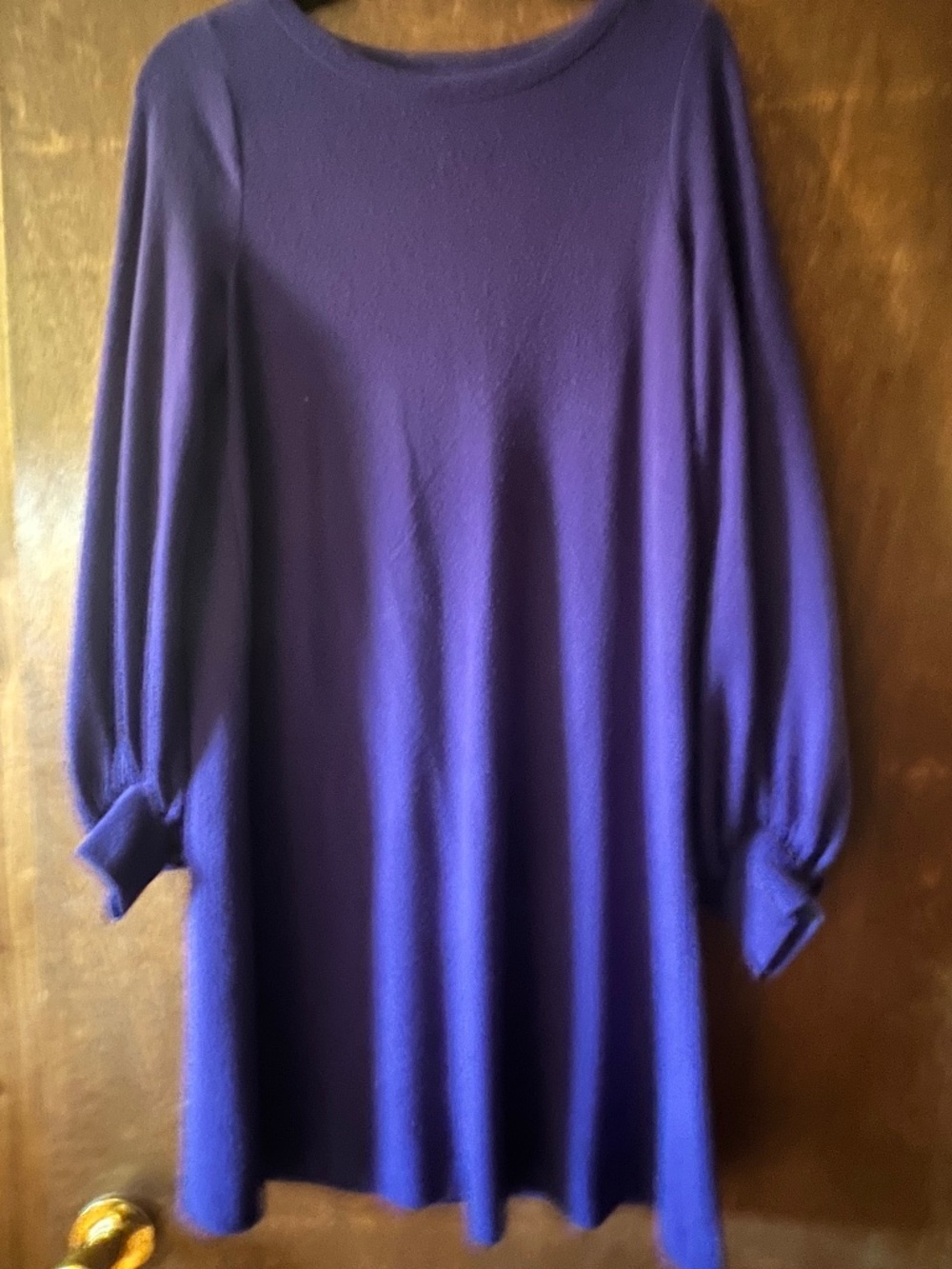 Lou & Grey Purple Fleece Swing Sweatshirt Dress Balloon Sleeve Women's Small